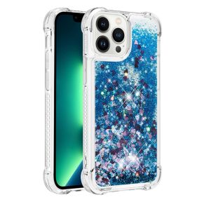 Glitter Silikone Cover til iPhone 15 Pro-Blå