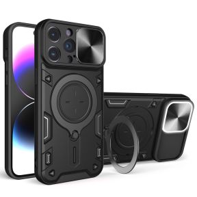 Ringholder Silikone Cover til iPhone 15 Pro Max-Sort