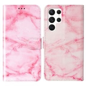 Pink Marmor Flip Cover til Samsung Galaxy S24 Ultra