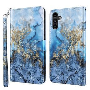 Blå og Guld Marmor Flip Cover med Hank til Samsung Galaxy A05S