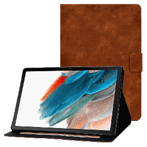 Mat Læder Flip Cover til Samsung Galaxy Tab A8-Brun