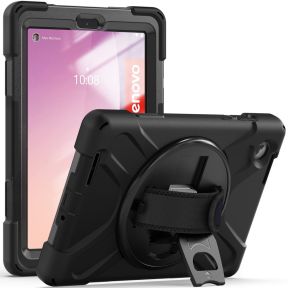 Sort Stødabsorberende Silikone Cover til Lenovo Tab M8 Gen 4, med Hank og Støttefod