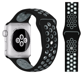 Silikone Sportsrem til Apple Watch 42 / 44 / 45mm - Sort
