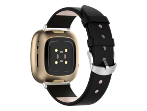 PU Læder rem til Fitbit Versa 3 / 4 / Sense / Sense 2-Sort