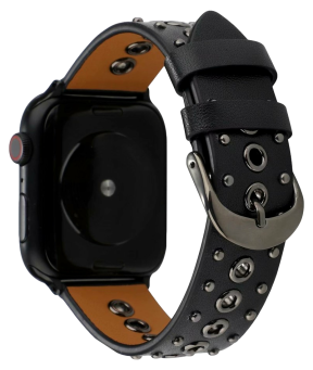 Punk Læder Rem til Apple Watch SE - 40mm - Sort