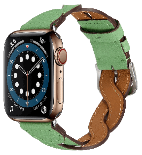 Flettet Læder Rem til Apple Watch 7 - 41 mm-Grøn