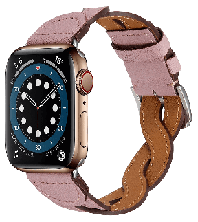 Flettet Læder Rem til Apple Watch 7 – 45 mm-Lyserød