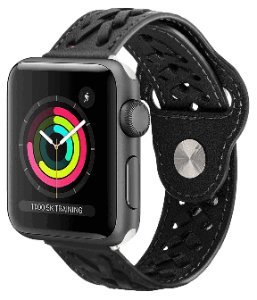 Woven Læder Rem til Apple Watch 10 - 46mm-Sort