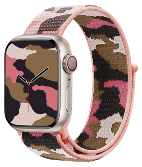 Camouflage Nylon Rem til Apple Watch SE (2022/2023) - 40mm - Lyserød