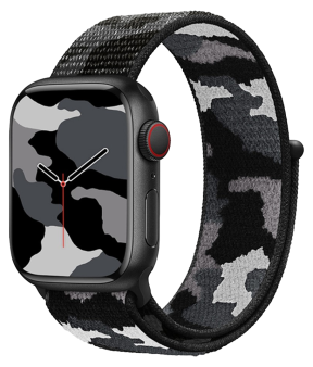 Camouflage Nylon Rem til Apple Watch SE (2022/2023) - 40mm - Sort