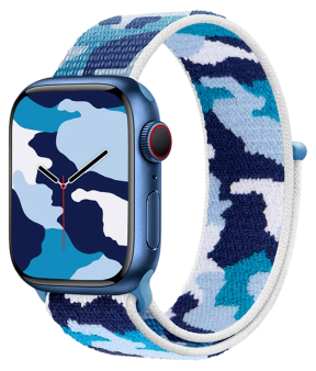 Camouflage Nylon Rem til Apple Watch SE (2022/2023) - 40mm - Blå