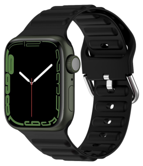 Wave Silikone Rem til Apple Watch 42 / 44 / 45 / 49mm-Sort
