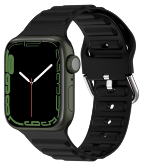 Wave Silikone Rem til Apple Watch 1 / 2 / 3 - 42mm - Sort