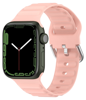 Wave Silikone Rem til Apple Watch 42 / 44 / 45 / 49mm - Lyserød