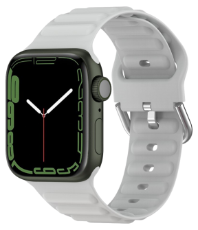 Wave Silikone Rem til Apple Watch 7 / 8 / 9 - 41mm - Lysegrå