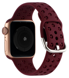 Hullet Silikone Sportsrem til Apple Watch SE / SE (2022/2023) - 40mm - Mørkerød