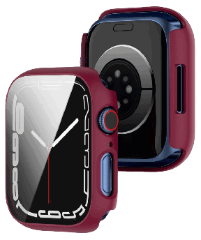 Cover med skærmbeskyttelse til Apple Watch 7 - 41mm-Mørkerød