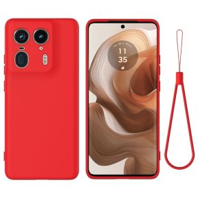  Motorola Edge 50 Ultra Silikone Cover m. Håndledsrem - Rød