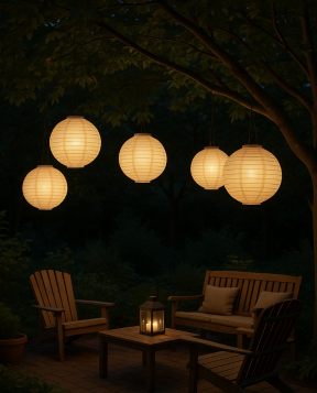 Udendørs Solcelle Lanterne / Rispapirlampe