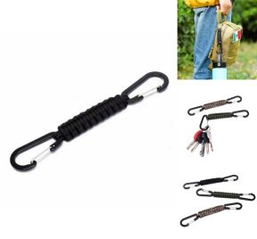 Karabinhage nøglekæde med paracord i sort