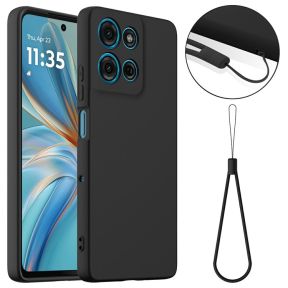 MagSafe Silikone Cover m. Håndrem til Motorola Moto G75 5G - Sort