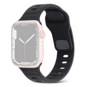 Wave Silikone Rem til Apple Watch 42 / 44 / 45 / 49mm-Sort