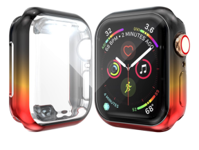 Rainbow Cover m/ Beskyttelsesglas / Skærmbeskyttelse til Apple Watch 4 / 5 / SE (2022/2023)- 40mm - Rød/Sort