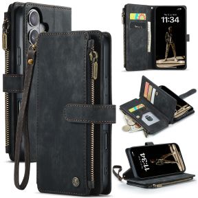 iPhone 17 Flip Cover i Læder med Kortholder og Lynlåns Lomme
