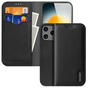iPhone 17 Pro Max Læder Flip Cover med Kortholder & Standerfunktion - Sort