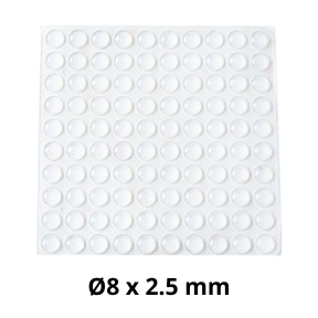 100 stk. Anslagsdæmpere - Gennemsigtig-Ø8 x 2.5 mm