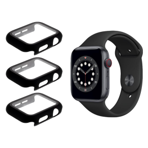 3 stk Hard Case med Skærmbeskyttelse / Beskyttelsesglas til Apple Watch 4 / 5 / 6 / SE / SE (2022/2023) - 40mm-Sort