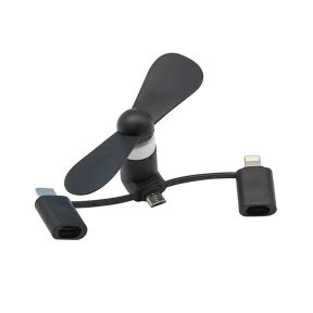 Mini Ventilator / Blæser til Smartphone og Computer - Micro USB, Type-C & Lightning