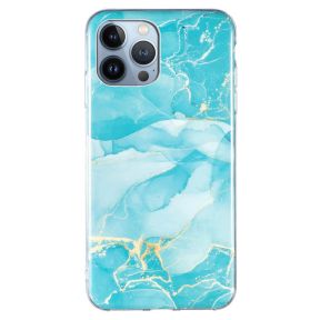 iPhone 15 Pro TPU Cover med Blåt Marmormønster