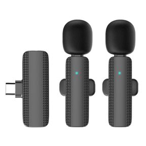 Trådløs Mikrofon med USB-C - 2 stk. med clip-on - Sort