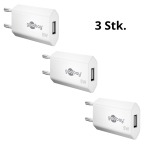 3 Stk. USB Opladere til Stikkontakt 