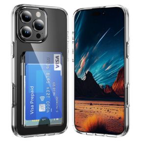 Gennemsigtigt iPhone 16 Pro cover med kortholder