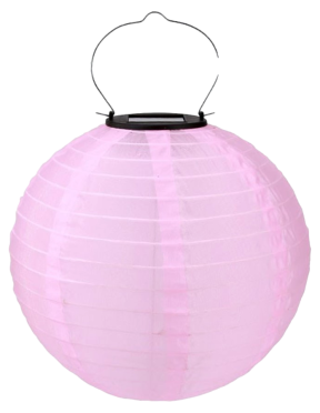 Solcelle Rispapirslampe, 20cm-Lyserød
