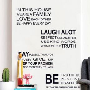 Husregler Wallsticker / Vægklistermærke