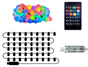 Farverig LED Lyskæde til Fest med Fjernbetjening / App