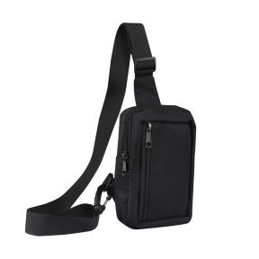 Skuldertaske til Mobiltelefon – Vandafvisende Nylon & Justerbar Rem, Sort