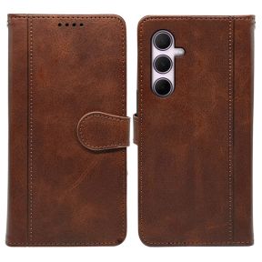 Samsung Galaxy S25+ Læder Flip Cover med Stander & Kortholder - Brun