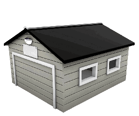 Hus / Garage med Automatisk Port og Lys til Bosch Robotplæneklipper - 82 x 69 cm (Dørmål 55x31cm)