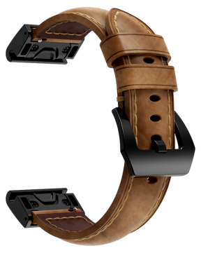 Genuine Læder rem til Garmin Descent G1 / G2 / Quatix 7 / 7 Pro - Brun