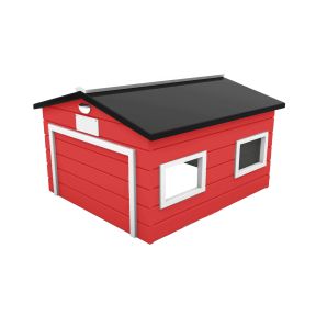 COMPACT Hus / Garage med Automatisk Port og Lys til Robotplæneklipper, Rød -  82 x 69 cm (Dørmål 55x31cm)