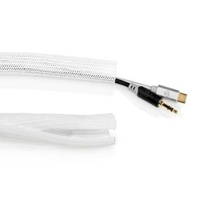 Hvidt Nylon Kabel Sleeve på 2 Meter-15 mm