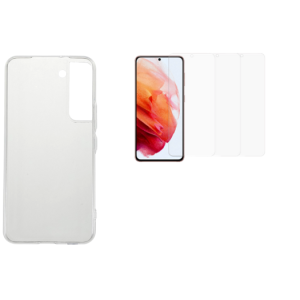 Pakke m. Transparent TPU Cover til Samsung Galaxy S22 & 3. Stk Skærmbeskyttelse / Hærdet Beskyttelsesglas til Samsung Galaxy S22