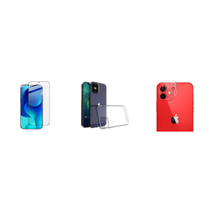 Pakke m. 3D Beskyttelsesglas til iPhone 12 / 12 Pro & Transparent TPU Cover til iPhone 12 / 12 Pro & Skærmbeskyttelse / Hærdet Kamera Beskyttelsesglas til iPhone 12