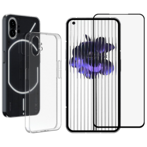 Pakke m. Gennemsigtigt Silikone Cover til Nothing Phone (1) & Beskyttelsesglas / Skærmbeskyttelse / 3D Glas til Nothing Phone (1)