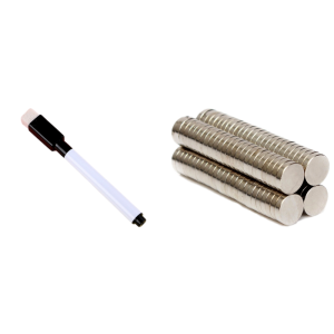 Pakke m. Whiteboard Tusch-Sort & 100stk Ekstra Stærke Powermagneter
