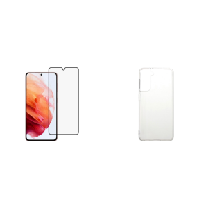 Pakke m. 3D Skærmbeskyttelse / Hærdet Beskyttelsesglas til Samsung Galaxy S21 & Transparent TPU Cover til Samsung Galaxy S21